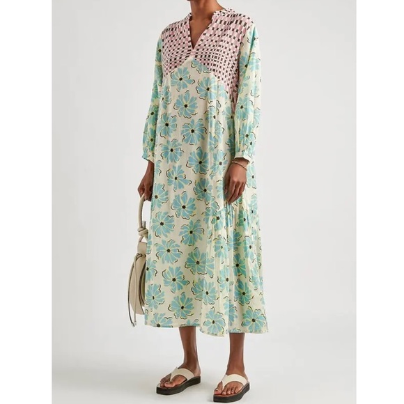 Gimaguas Womens Parati Floral Panal Printed Cotton Midi Dress Beach Cover New - Picture 6 of 16